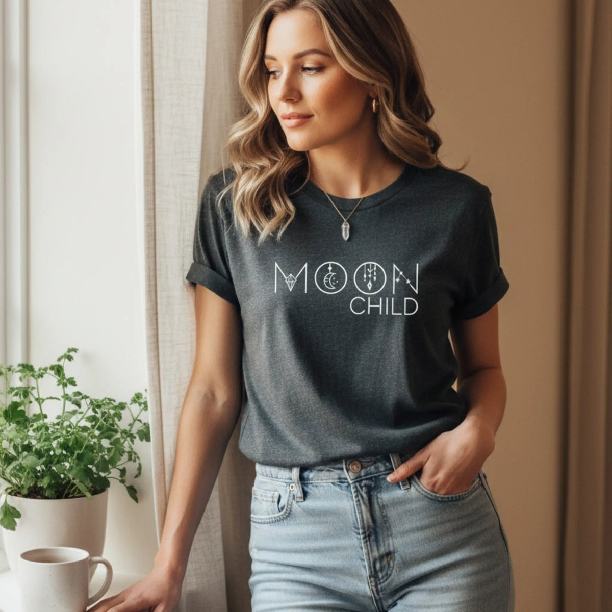 Spiritual graphic tees collection with crystal and intention-inspired designs