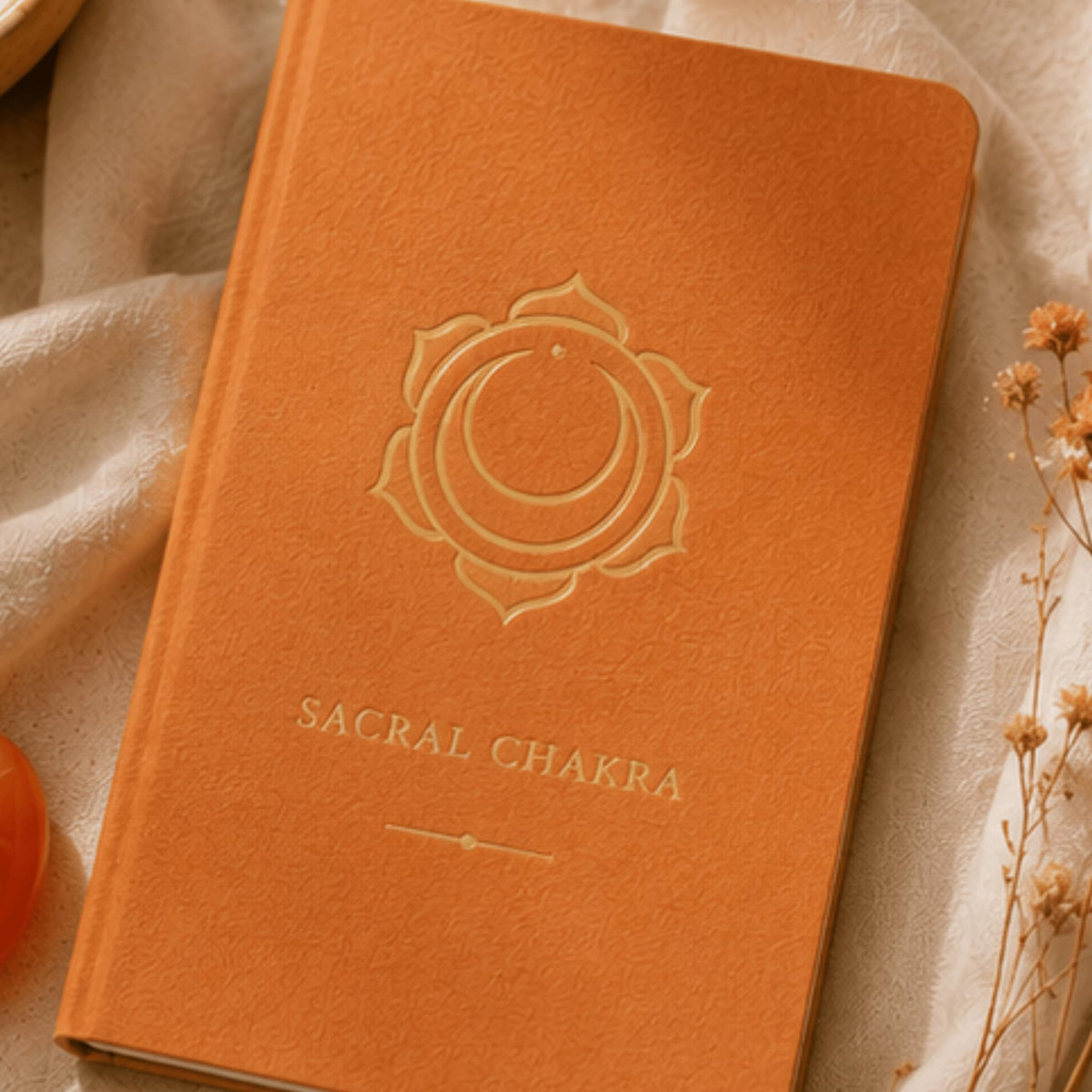 Sacral chakra crystal jewelry collection with orange healing gemstones for creativity