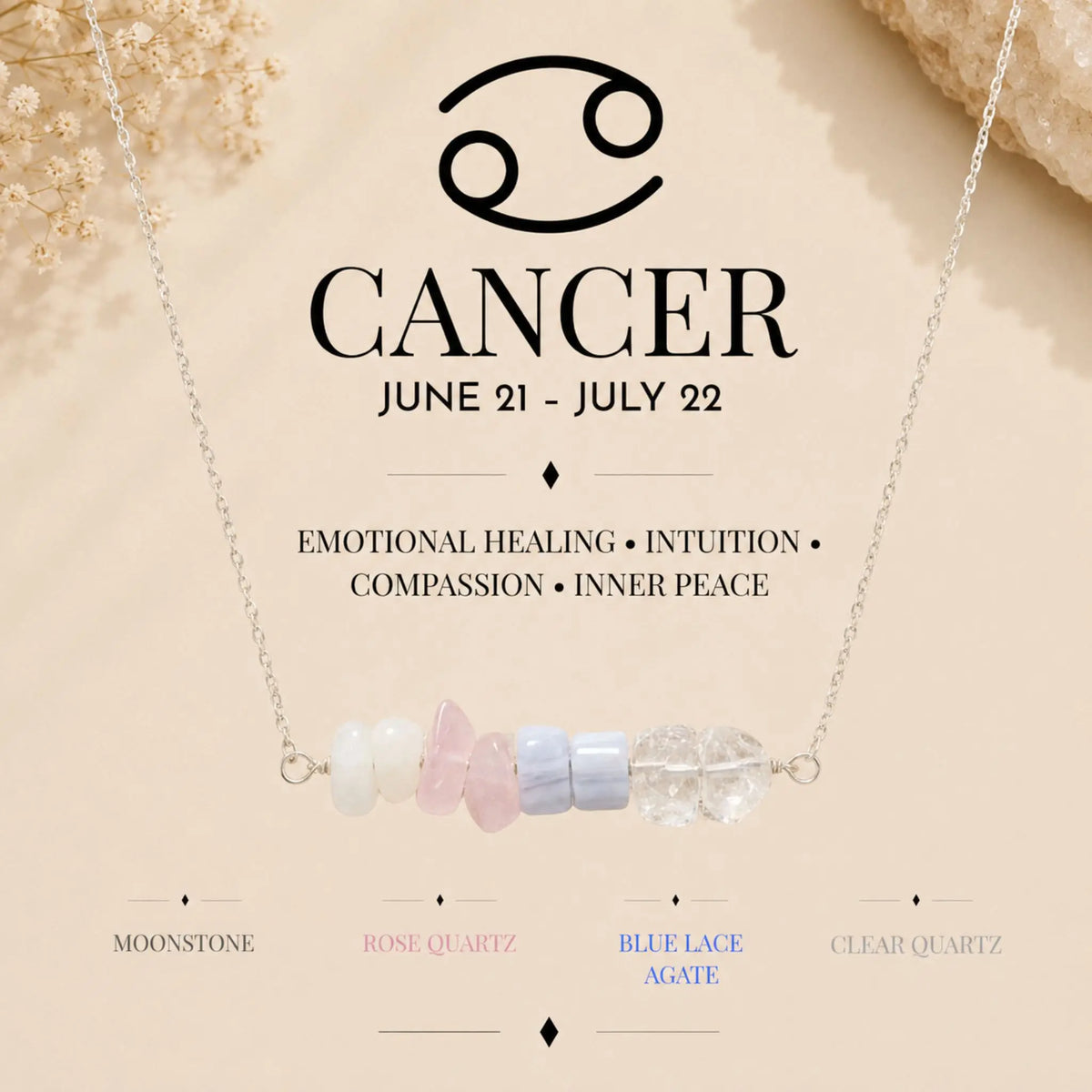 Zodiac and birthday crystal jewelry and gifts collection with birthstone necklaces, clothing and other zodiac gifts for all signs