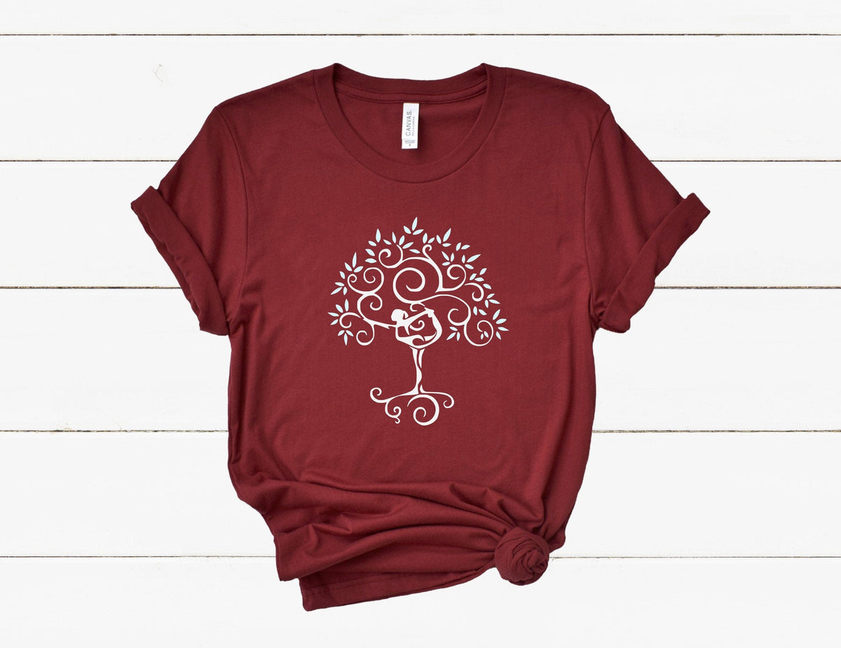 Yoga Tree of Life T-Shirt in Cardinal Red – tree of life yoga tee, spiritual gift for yogis and meditators