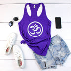 Om symbol women's racerback tank – glitter yoga shirt, spiritual gift for her