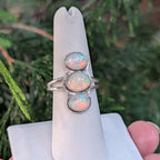 Ethiopian opal ring showing green and blue flashes
