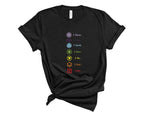 7 Chakra T-Shirt in Black – 7 chakra graphic tee, spiritual gift for yogis and energy healers