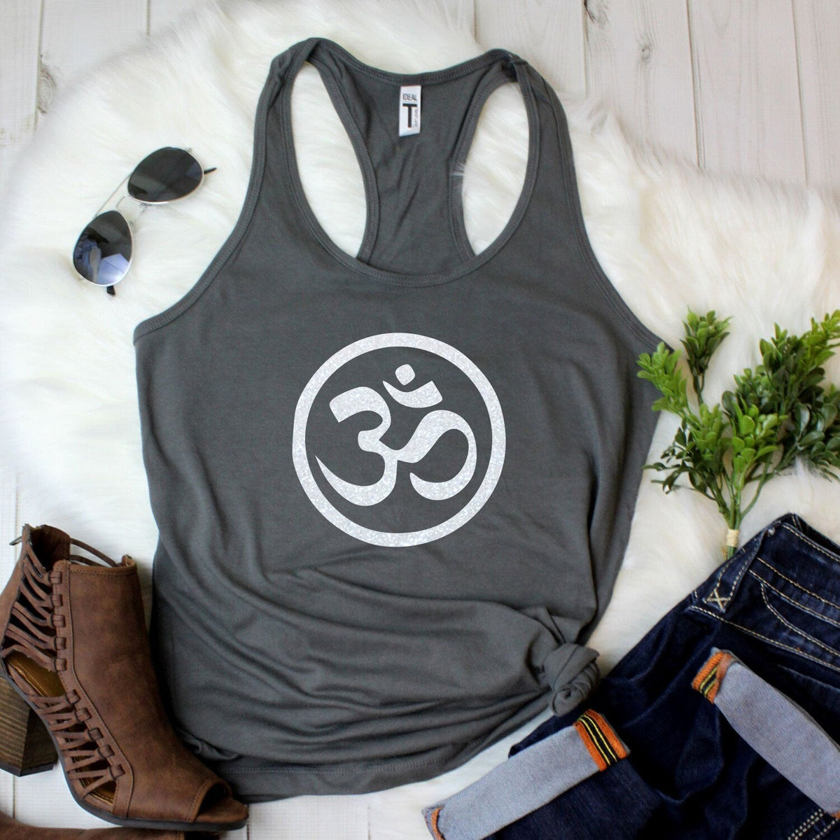 Om symbol spiritual tank top – women's meditation shirt, yoga clothing gift idea