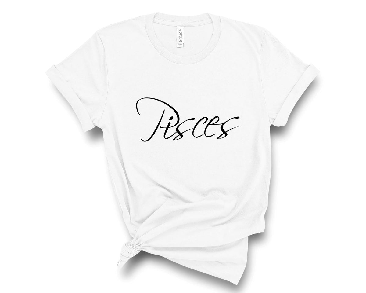Pisces Zodiac T-Shirt in White – Pisces astrology shirt, zodiac birthday gift tee heat-pressed in Canada