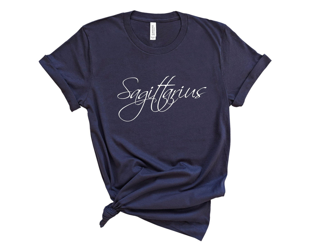 Sagittarius Zodiac T-Shirt in Navy – Sagittarius astrology graphic tee, zodiac birthday gift for her