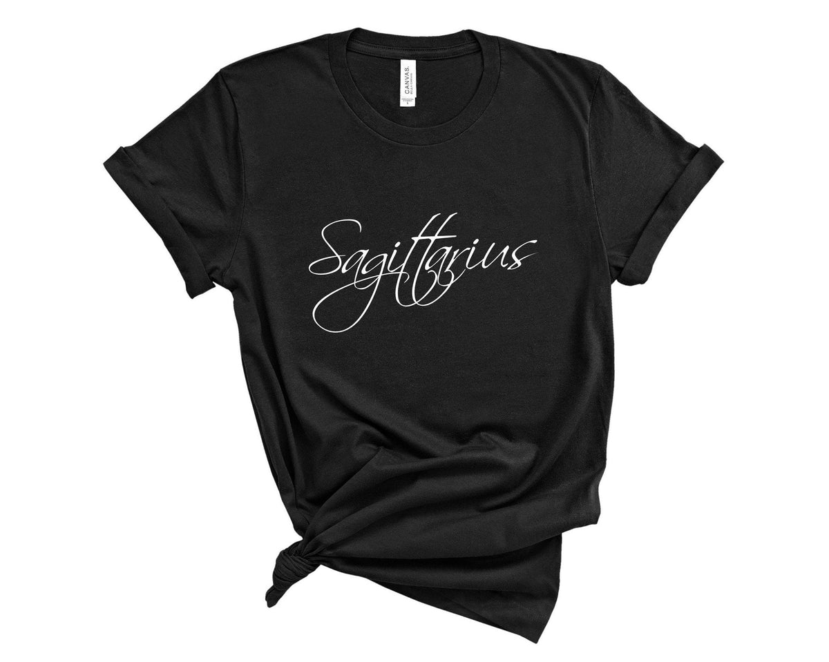 Sagittarius Zodiac T-Shirt in Black – Sagittarius zodiac graphic tee, astrology birthday gift for women