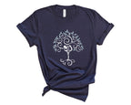 Yoga Tree of Life T-Shirt in Navy – yoga tree of life tee, spiritual graphic shirt for women