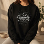 Cosmically Protected Sweatshirt in Black – cosmically protected crewneck, spiritual women's sweatshirt