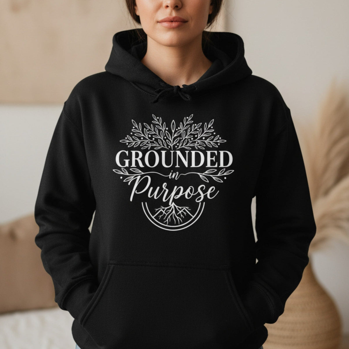 Grounded in purpose hoodie for women – spiritual yoga pullover
