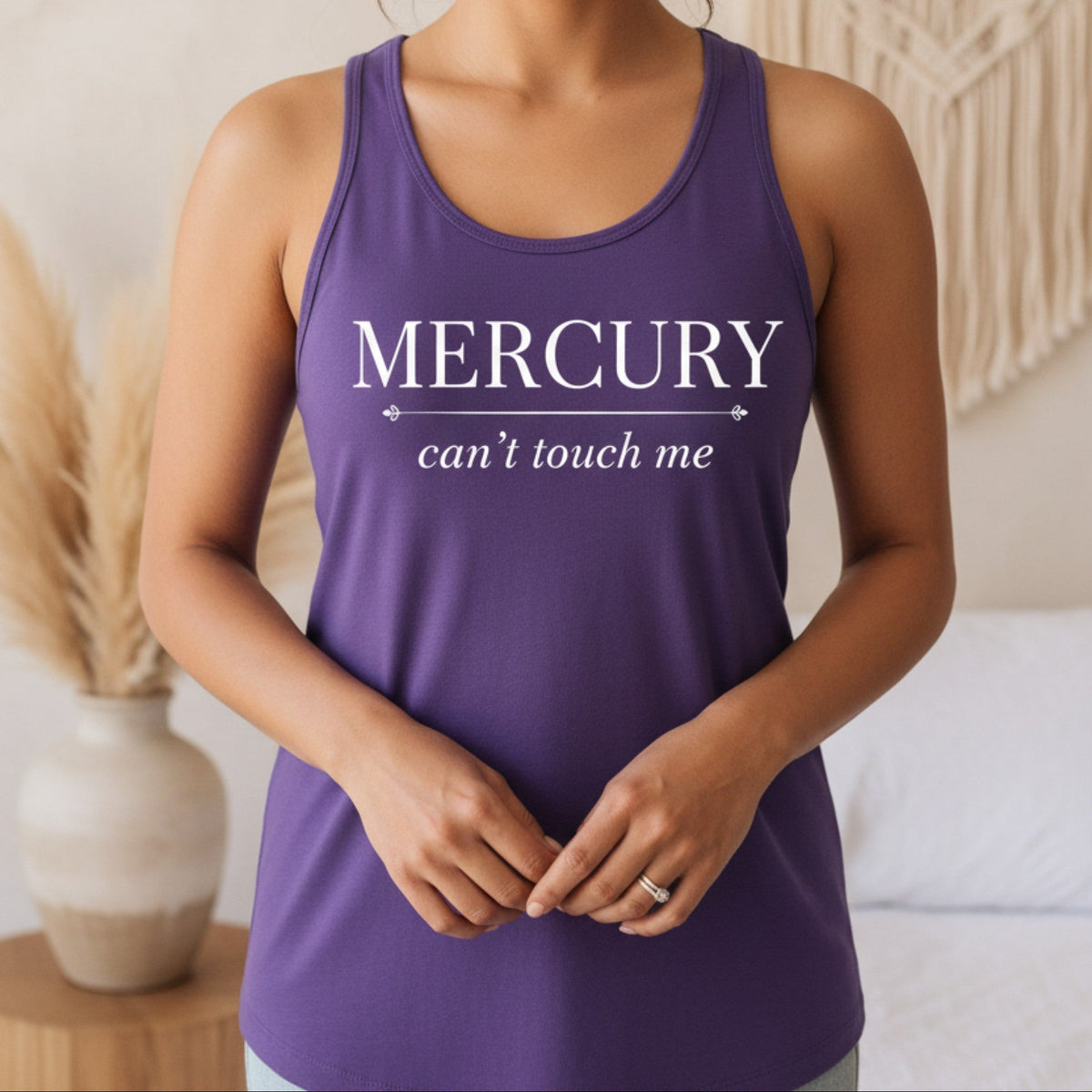 Mercury Can't Touch Me tank top in purple – astrology lover gift, celestial women's tank