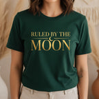 Ruled By The Moon T-Shirt in Forest Green – celestial moon lover tee, spiritual gift for women