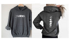 Moon phases hoodie in white – celestial spiritual pullover for women