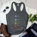 7 Chakra women's racerback tank – chakra balancing apparel, spiritual yoga gift