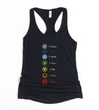 7 Chakra yoga tank top for women – spiritual affirmations shirt, meditation gift idea