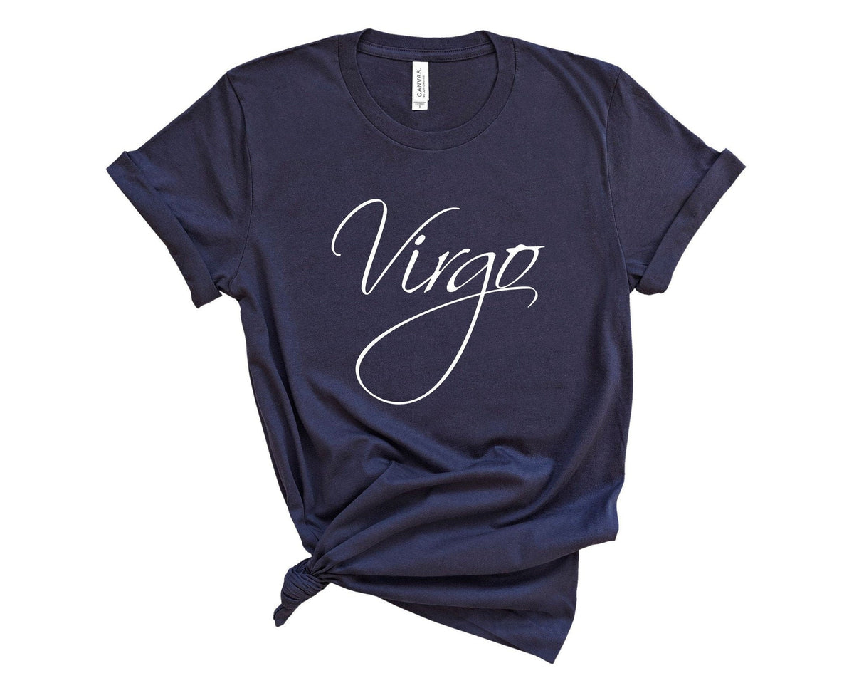 Virgo Zodiac T-Shirt in Navy – Virgo astrology graphic tee, zodiac birthday gift for her