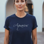 Aquarius Zodiac T-Shirt in Navy – Aquarius astrology graphic tee, zodiac birthday gift for her