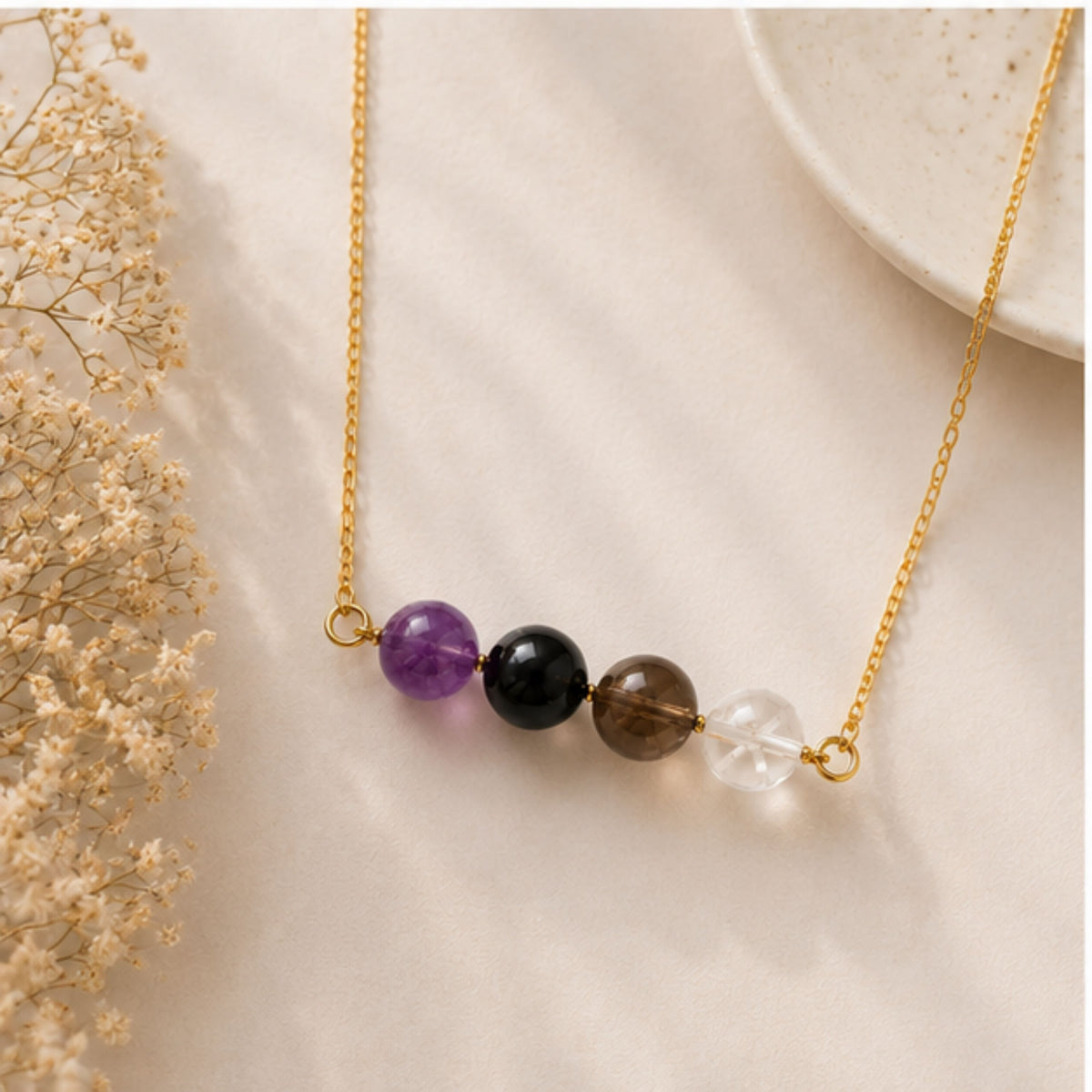 January February birthday gift necklace for Aquarius woman gemstone bar