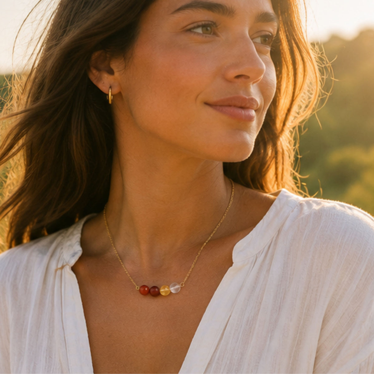 Carnelian citrine crystal necklace for confidence motivation and courage