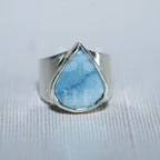 Sterling silver statement ring with a pear-shaped opal
