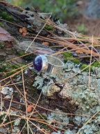 Dionysus amethyst ring with a wide polished silver band