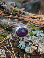 Oval purple amethyst ring in sterling silver