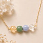 May June birthday gift necklace with gemstone bar pendant handmade in Canada