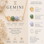 Gemini crystal necklace with citrine green aventurine and blue lace agate