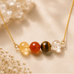 Citrine carnelian tiger's eye bar necklace for Leo woman 