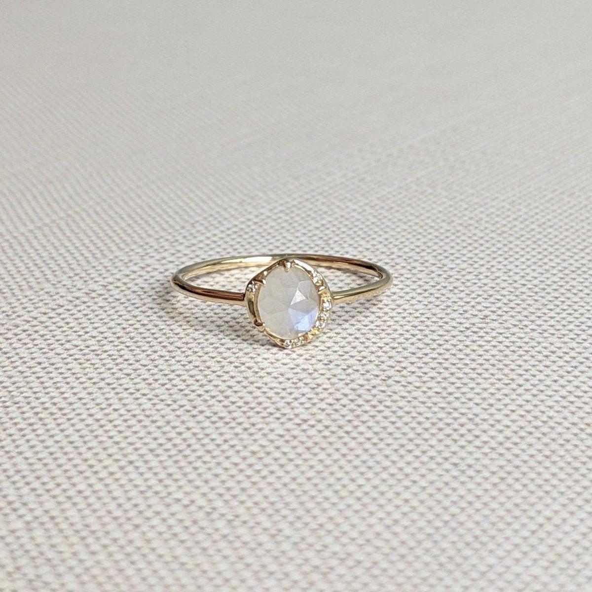 DesignbyAthena moonstone solitaire ring in 14K yellow gold