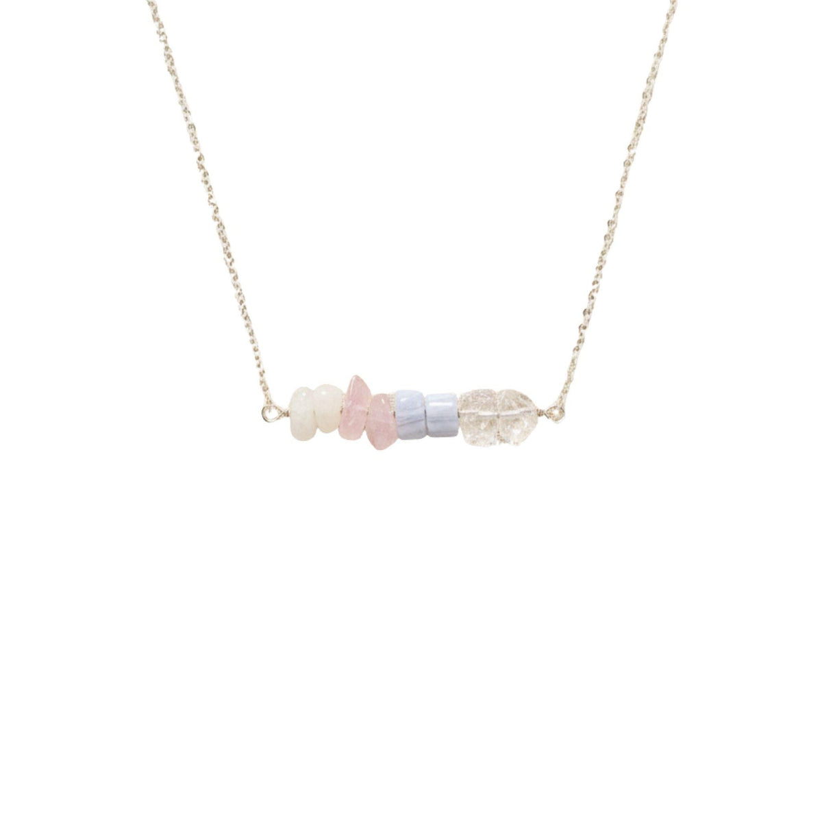 Raw gemstone bar necklace Cancer birthday gift women 