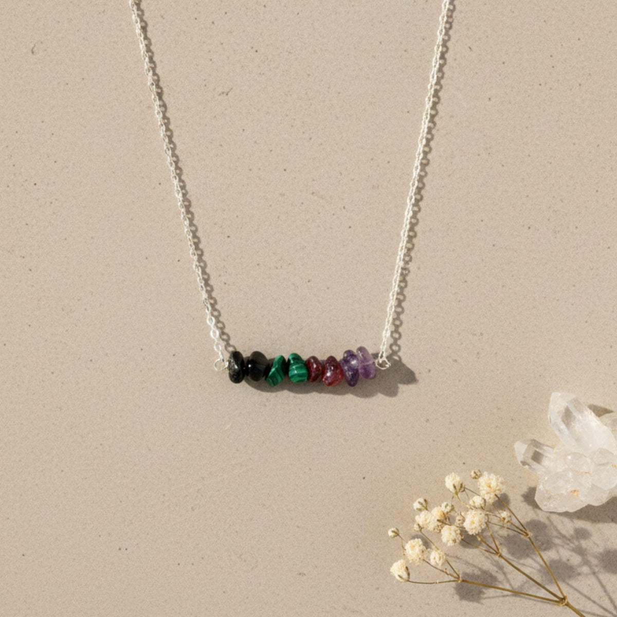 Raw gemstone bar necklace Scorpio birthday gift women