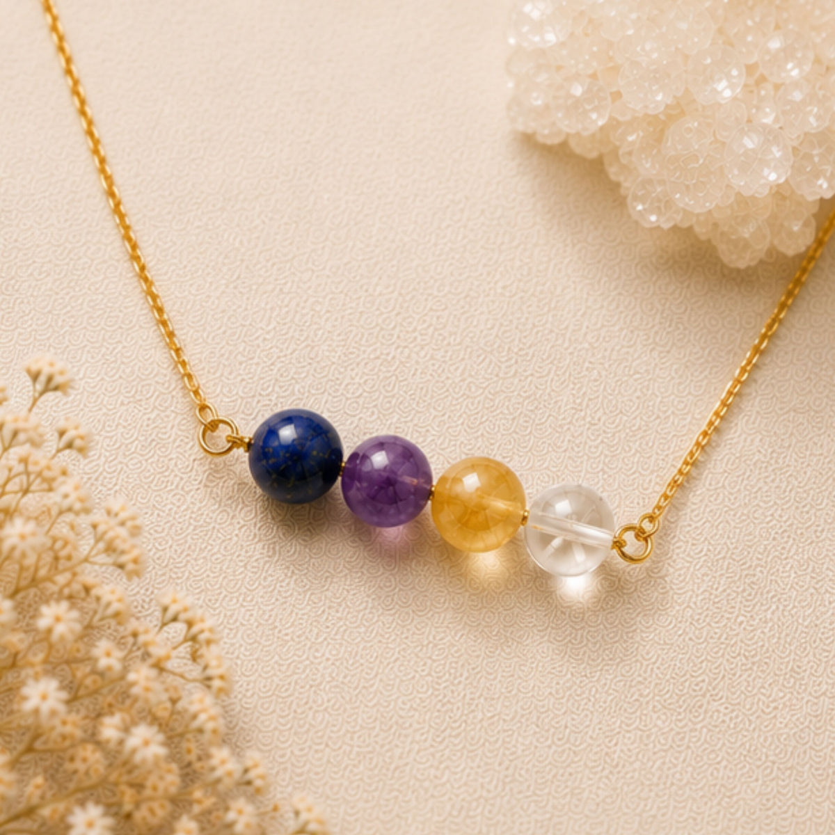 Lapis lazuli amethyst crystal necklace for spiritual growth and intuition 