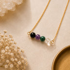 Scorpio zodiac jewelry with amethyst and black obsidian sterling silver bar necklace