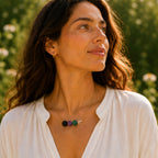 Protection and intuition crystal necklace for Scorpio with malachite and clear quartz