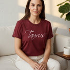 Taurus Zodiac T-Shirt in Cardinal Red – Taurus zodiac tee, spiritual birthday gift for April and May birthdays