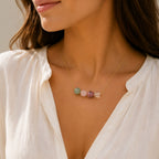 Zodiac crystal jewelry gift for Taurus birthday green and pink gemstone necklace