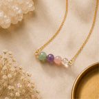 Virgo zodiac jewelry with amethyst and rose quartz sterling silver bar necklace 