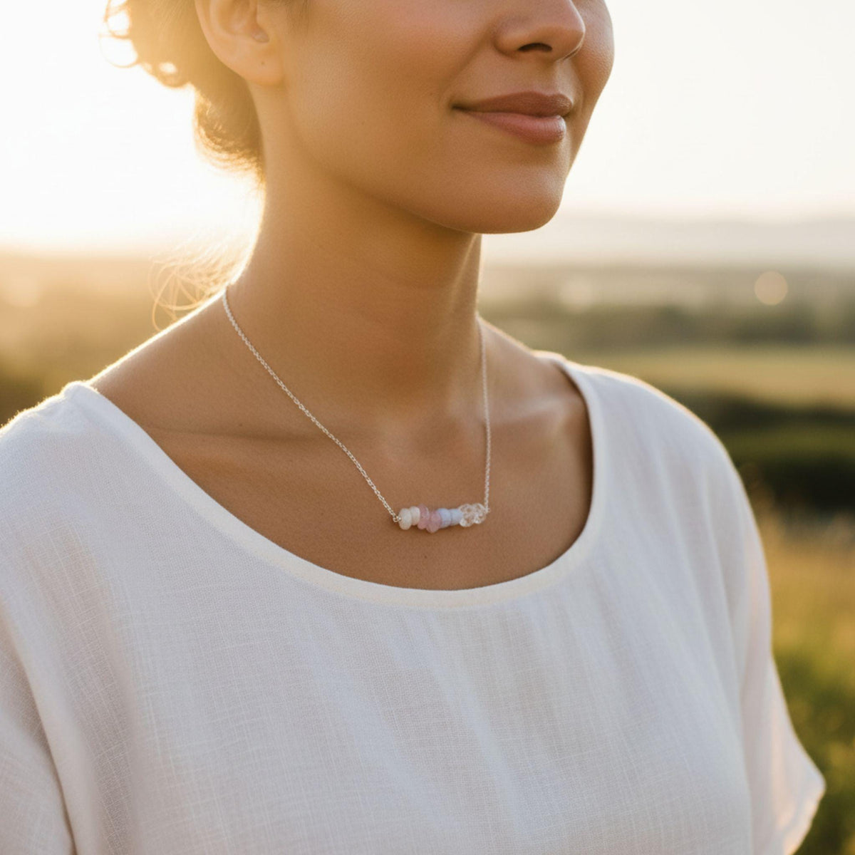 Zodiac crystal necklace June July birthday gift for her