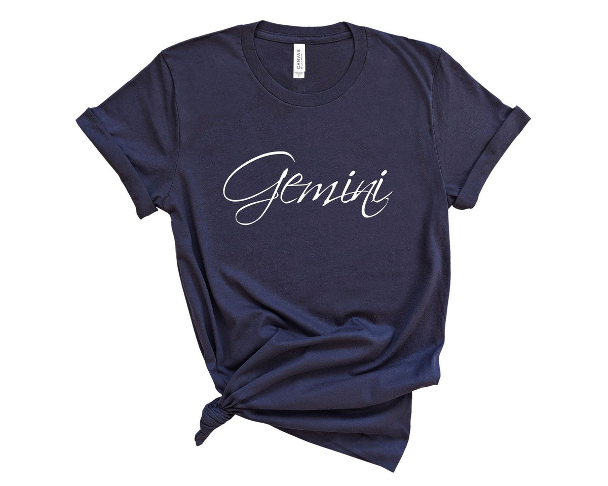Gemini Zodiac T-Shirt in Navy – Gemini astrology graphic tee, zodiac birthday gift for her