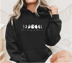 Moon cycle pullover hoodie – celestial spiritual gift for women navigating change
