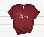 Pisces Zodiac T-Shirt in Cardinal Red – Pisces birthday gift tee, zodiac graphic shirt for women