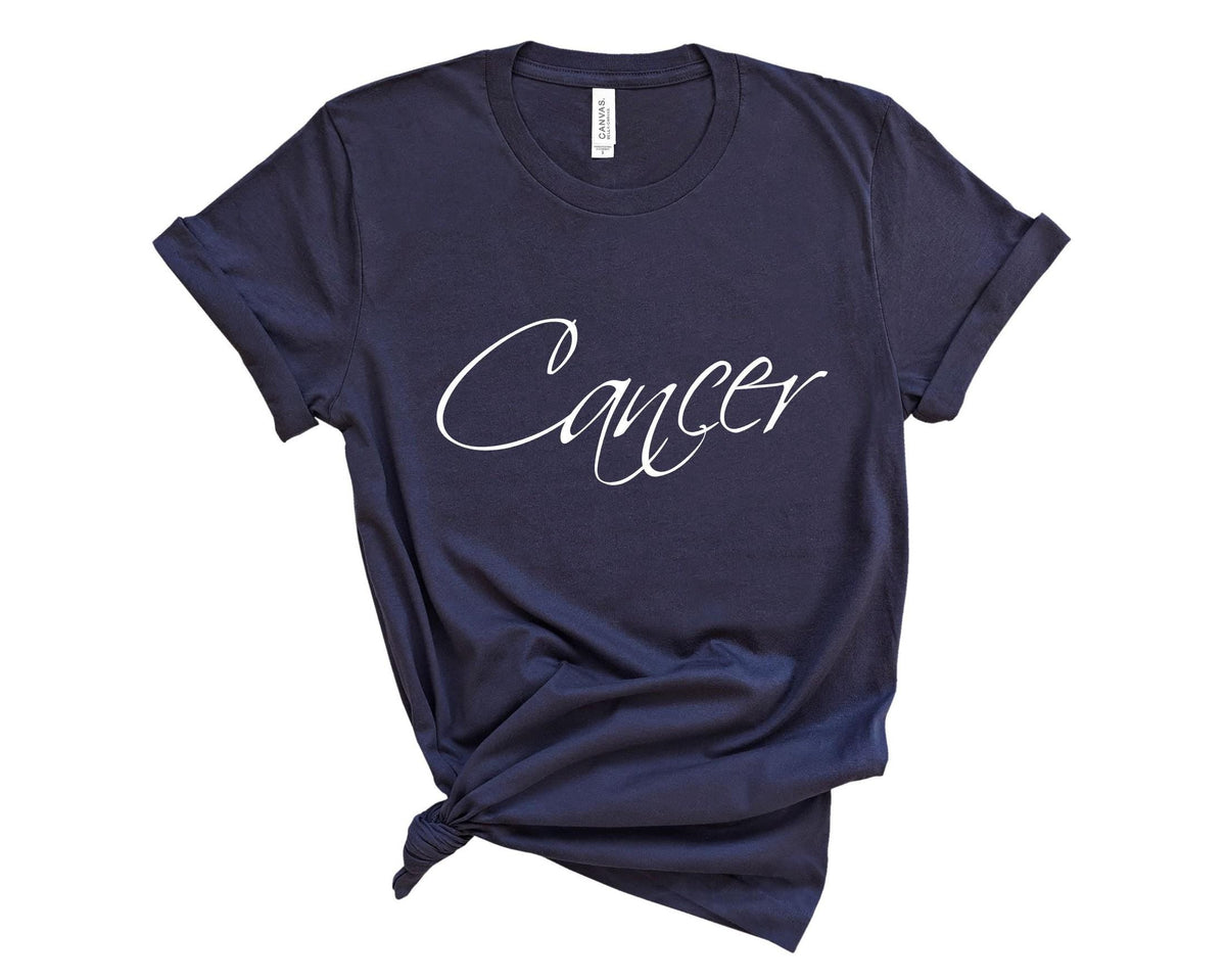 Cancer Zodiac T-Shirt in Navy – Cancer astrology graphic tee, zodiac birthday gift for her