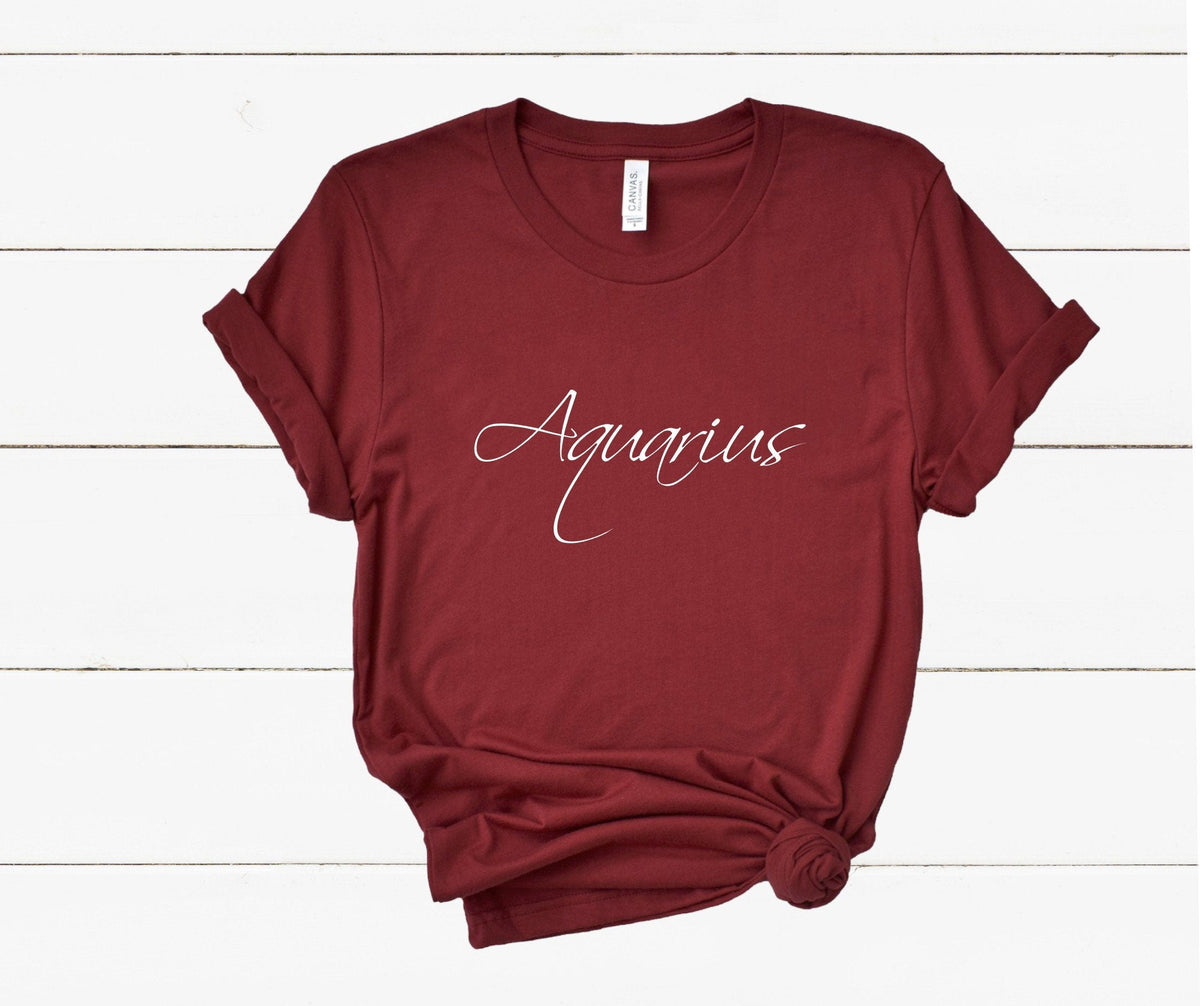Aquarius Zodiac T-Shirt in Cardinal Red – Aquarius zodiac tee, spiritual birthday gift for January and February birthdays
