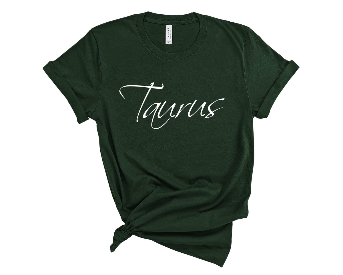 Taurus Zodiac T-Shirt in Forest Green – Taurus birthday gift tee, zodiac graphic shirt for women