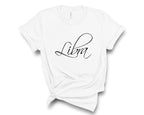 Libra Zodiac T-Shirt in White – Libra astrology graphic tee, zodiac birthday gift for her