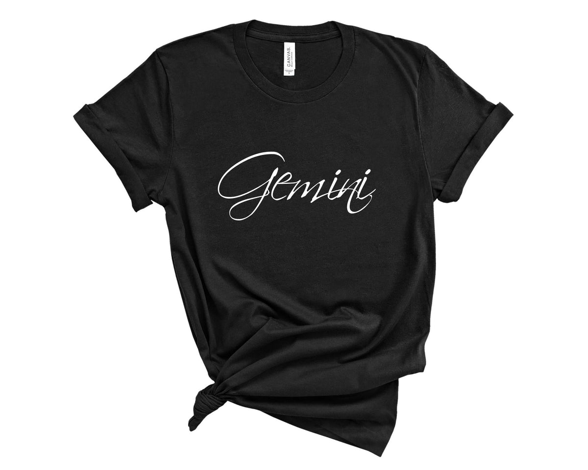 Gemini Zodiac T-Shirt in Black – Gemini zodiac graphic tee, astrology birthday gift for women