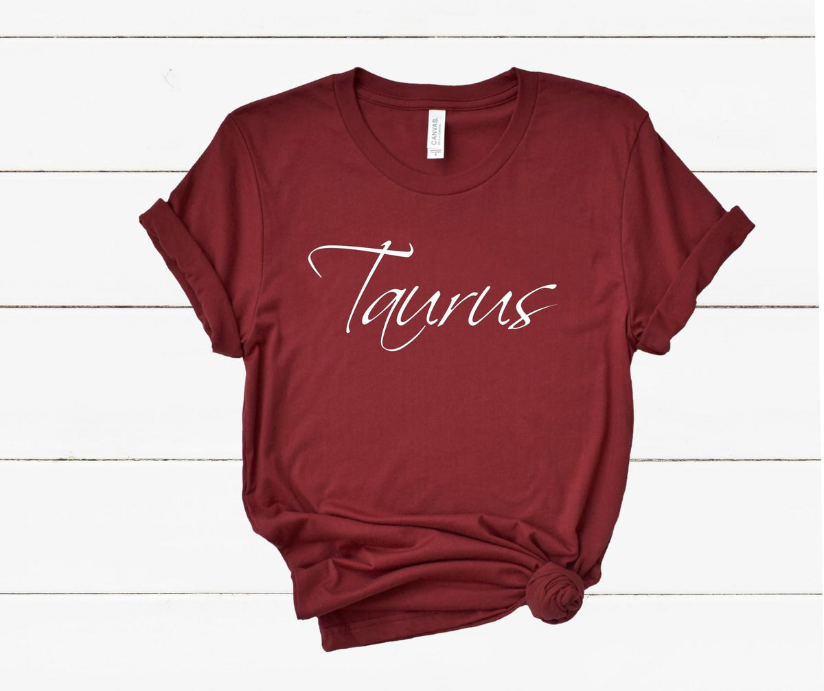 Taurus Zodiac T-Shirt in Cardinal Red – Taurus zodiac tee, spiritual birthday gift for April and May birthdays