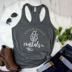 Fueled by Coffee and Crystals racerback tank top – crystal healing gift for women, spiritual yoga tank