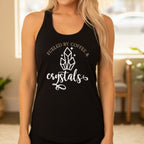 Fueled by Coffee and Crystals racerback tank top in black – crystal lover gift, funny spiritual women's tank